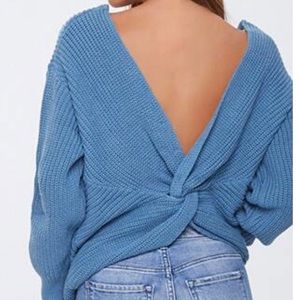 Ribbed twisted back sweater